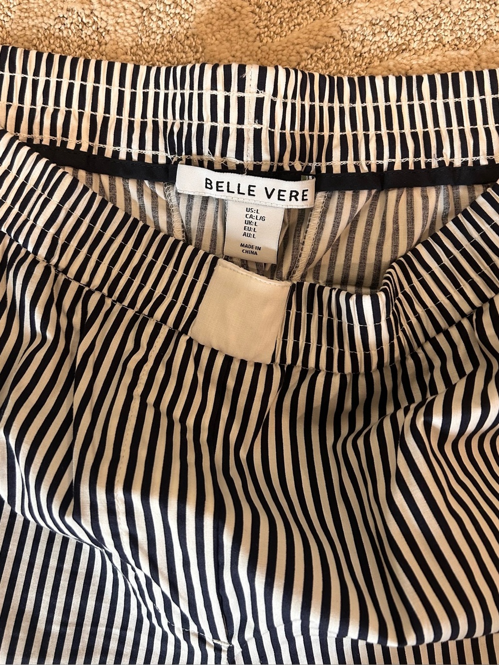 Belle Vere Navy and White Striped Pants